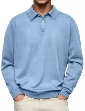 Autumn Long-sleeved V-neck Button-down Men's Casual Top Polo Shirt - Aliexpress - FashionsVida