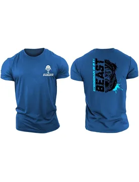 D Printing Strongman Beast Blue - Gym T-Shirt High Quality Cotton Casual Men's Short Sleeves Top Muscle Man Tough Guy T-Shirt - Aliexpress - FashionsVida