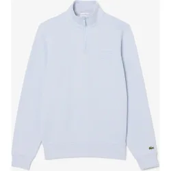 Sudadera unisex de cuello alto con cremallera y estampado en relieve en azul