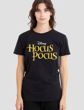 Women's Hocus Pocus Logo T-Shirt, Black Size: Small - Black - Size: S - Disney - FashionsVida