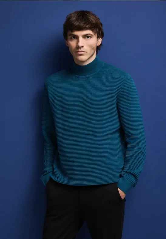 Street One Strukturpullover male Blau - Street One MEN - FashionsVida