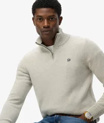 Superdry Herren Baumwoll-strickpullover mit Reißverschluss Grey - Größe: Xxl