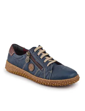 Women's Loretta Leather Trainers Shoes in Navy Size: 6 - Navy - Size: 6 - Pavers - FashionsVida