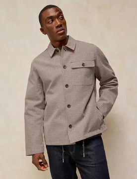 Pure Cotton Gingham Button Up Coach Jacket Natural Mix male - White stuff - FashionsVida