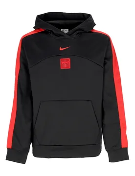 Felpa Cappuccio Uomo Nba Courtside Starting Five Therma-fit Hoodie Chibul Black/university Red/university Red - NIKE NBA - FashionsVida