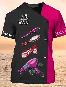 Summer New Barber Shop Customized Name and Logo Workwear Tees Barber Loose casual O-neck Short Sleeve Top Unisex casual T - Aliexpress - FashionsVida
