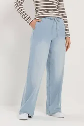 Women's Tall Pull On Wide Leg Jeans in Light Blue Size: 12XL - Light Blue - Size: 12XL
