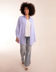 Oversized Stripe Shirt - ONE / Blue/White - female
