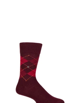 Mens 1 Pair Burlington Preston Extra Soft Feeling Argyle Socks Amethyst 6.5-11 Mens - Red - Size: 6.5-11 Mens - SockShop - FashionsVida