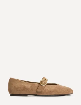 Women's Nova Wide Fit Taupe Mary Jane Flats Size: 4-Wide Fit - Taupe - Size: 4-Wide Fit - Linzi - FashionsVida