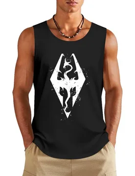 Logo of skyrim Perfect Gift Active Tank Top Men's sleeveless Men gym sportswear Japanese t-shirt - Aliexpress - FashionsVida