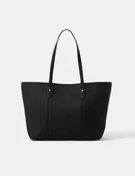 Faux Leather Tote Bag Black female