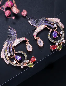 ThreeGraces Luxury Multicolor Zircon Stone Rose Gold Color Big Animal Bird Stud Earrings for Women Dinner Party Jewelry ER252 - Aliexpress - FashionsVida