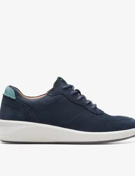 Womens Un Rio Sprint Navy Nubuck Trainers - Blue - Size 6 Wide Fit (Uk Shoe) - Clarks - FashionsVida