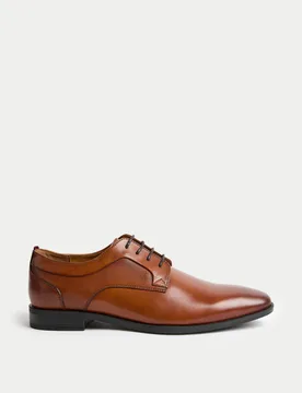 M&S Leather Derby Shoes Tan male - M&S - FashionsVida