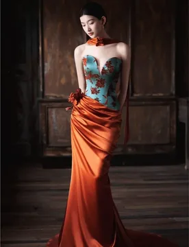 A new Chinese-style strapless morning gown simple and lightweight dress for toasting - Aliexpress - FashionsVida