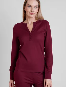 Women's Lightweight Snow Cuff Lounge Tops in Maroon Size: 8 - Maroon - Size: 8 - Enorsia - FashionsVida