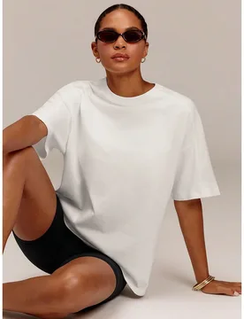 Camiseta Oversized de Algodón Premium Pesado Major Glow, Corte Relajado, Ropa Casual Diaria de Verano - Shein - FashionsVida