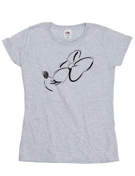 Women's Minnie Mouse Nose Up Cotton T-Shirt in Grey Size: Large - Grey - Size: L - Disney - FashionsVida