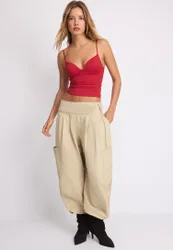 Top im Burlesque-Look Rot L