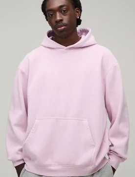 Herren Übergroßer Gewaschener Kapuzenpullover Zum Überziehen Pink Größe Small - boohooMAN - FashionsVida
