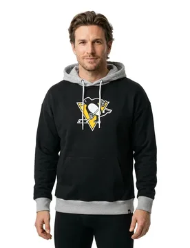 Sweat à Capuche Nhl Pittsburgh Penguins Patch Drop Shoulder Jet Black XL - 47 - FashionsVida