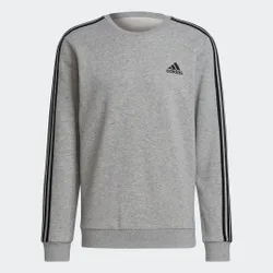 Felpa Essentials Fleece 3-Stripes S Medium Grey Heather / Black
