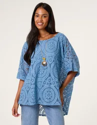 Lace 2 in 1 Top - ONE / DENIM - female