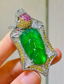 Haute couture luxury full diamond inlaid copper silver plated high quality light ice transparent imperial green chalcedony leave - Aliexpress - FashionsVida