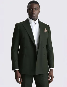 Slim Fit Double Breasted Suit Jacket Khaki male - MOSS - FashionsVida