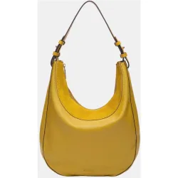 Bolso de hombro en piel y serraje combinado
