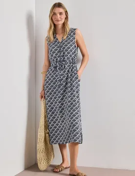 Midikleid mit Split Neck und Zipper female Blau - Street One - FashionsVida