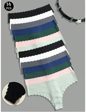 Conjunto de 14 piezas de bragas sin costuras para mujer, lencería sexy, ropa interior para Halloween M - Shein - FashionsVida