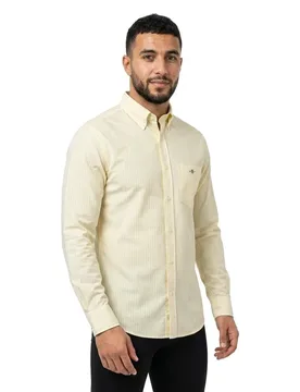 Camicia A Maniche Lunghe Reg Stripe Vanilla Yellow M - Gant - FashionsVida