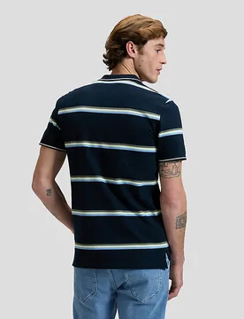 Regular Pique Polo Lime Ice Navy Stripe Größe S male - Lee - FashionsVida