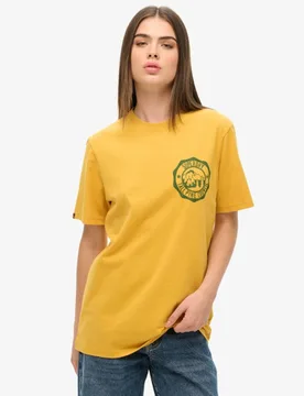 Superdry Damen Gelb und Grün Outdoor Oversize-T-Shirt mit Grafik, Größe: XXL - 39.99 - FashionsVida