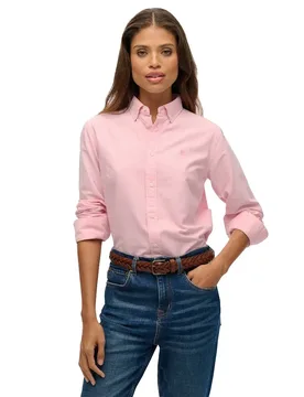 Camicia A Maniche Lunghe Slim Oxford Bd City Pink Chambray Oxford L - Superdry - FashionsVida