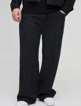 Herren Plus Strukturierte Denim Relaxed Fit Jeans Hosen Black Größe 44 - boohooMAN - FashionsVida
