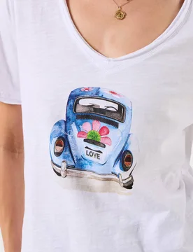 Women's Retro Car Graphic T-Shirt in White Size: 18 - White - Size: 18 - Joe browns - FashionsVida