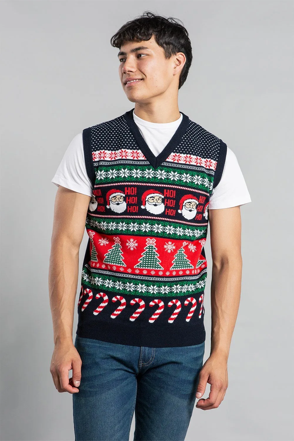 Mens Festive Jacquard Sweater Vest - Tokyo Laundry - FashionsVida