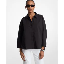 Camisa de mujer de popelina de algodón elástica