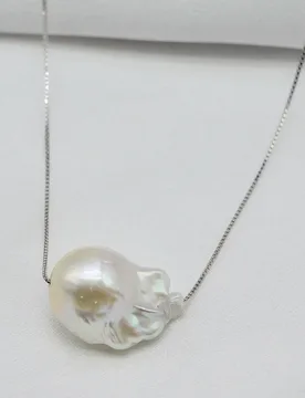 Women's 925 Sterling Silver Necklace White Natural Pearl Pendant Large Grain Pure Baroque Pearl Necklace Anniversary Gift - Aliexpress - FashionsVida