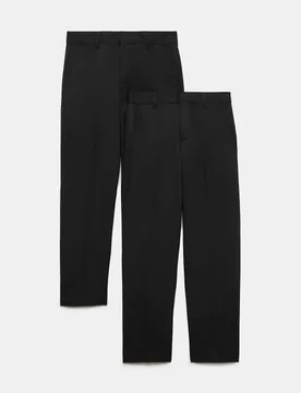 Pack Boys' Regular Leg School Trousers (2-18 Yrs) Black male - M&S - FashionsVida