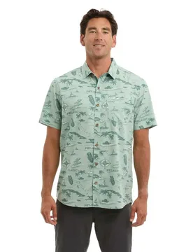 Knockdown Short Sleeve Shirt Sage L Men - PELAGIC - FashionsVida
