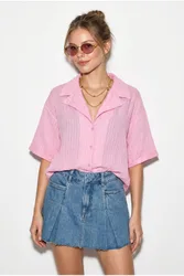 Womens Cotton Shirt - Blush - Size Large
