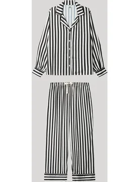 Pijama camisero de mujer estampado de rayas - Gisela - FashionsVida