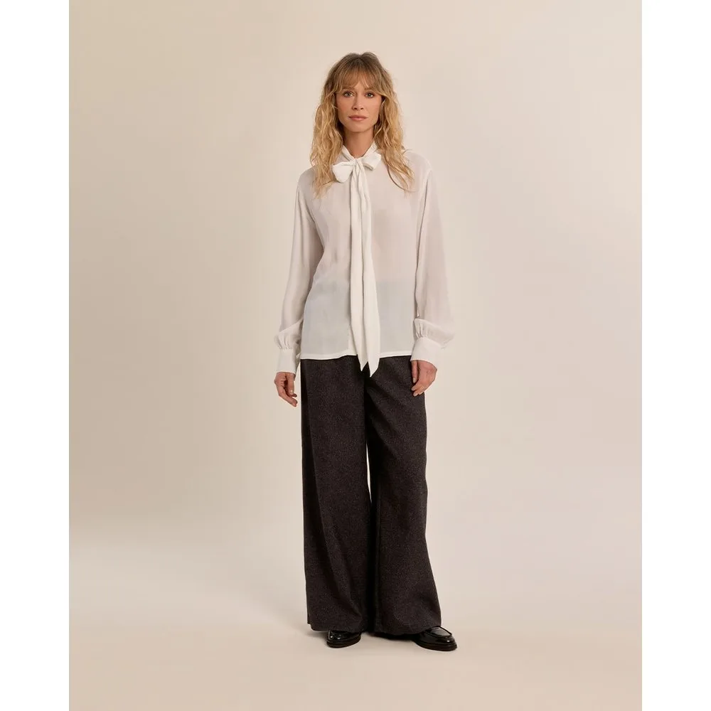 Camisa de mujer de manga larga con lazada - Molly Bracken - FashionsVida
