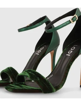 Sandalias de tacón de mujer combinadas en terciopelo y piel - Lodi - FashionsVida