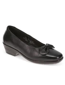 Women's Wide Fit Bow Detailed Leather Pumps in Black Size: 3 - Black - Size: 3 - Pavers - FashionsVida