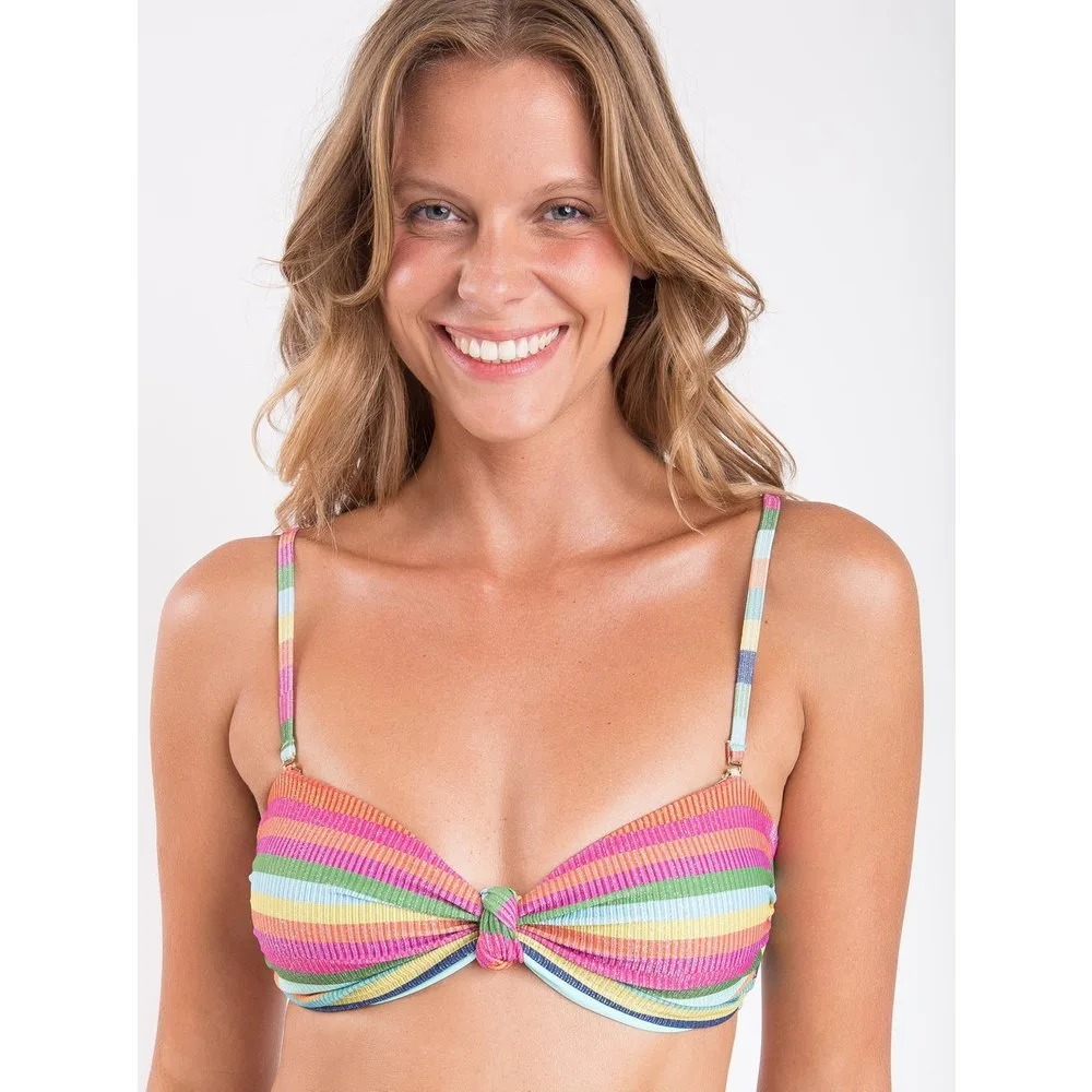 Top de bikini bandeau estampado con relleno - Río de Sol - FashionsVida